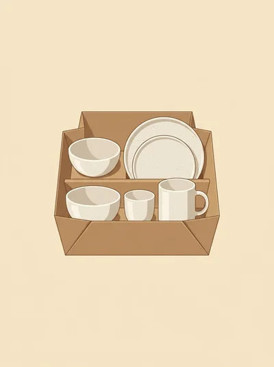 Minimalist Ceramic Dinnerware Set In Cardboard Packaging