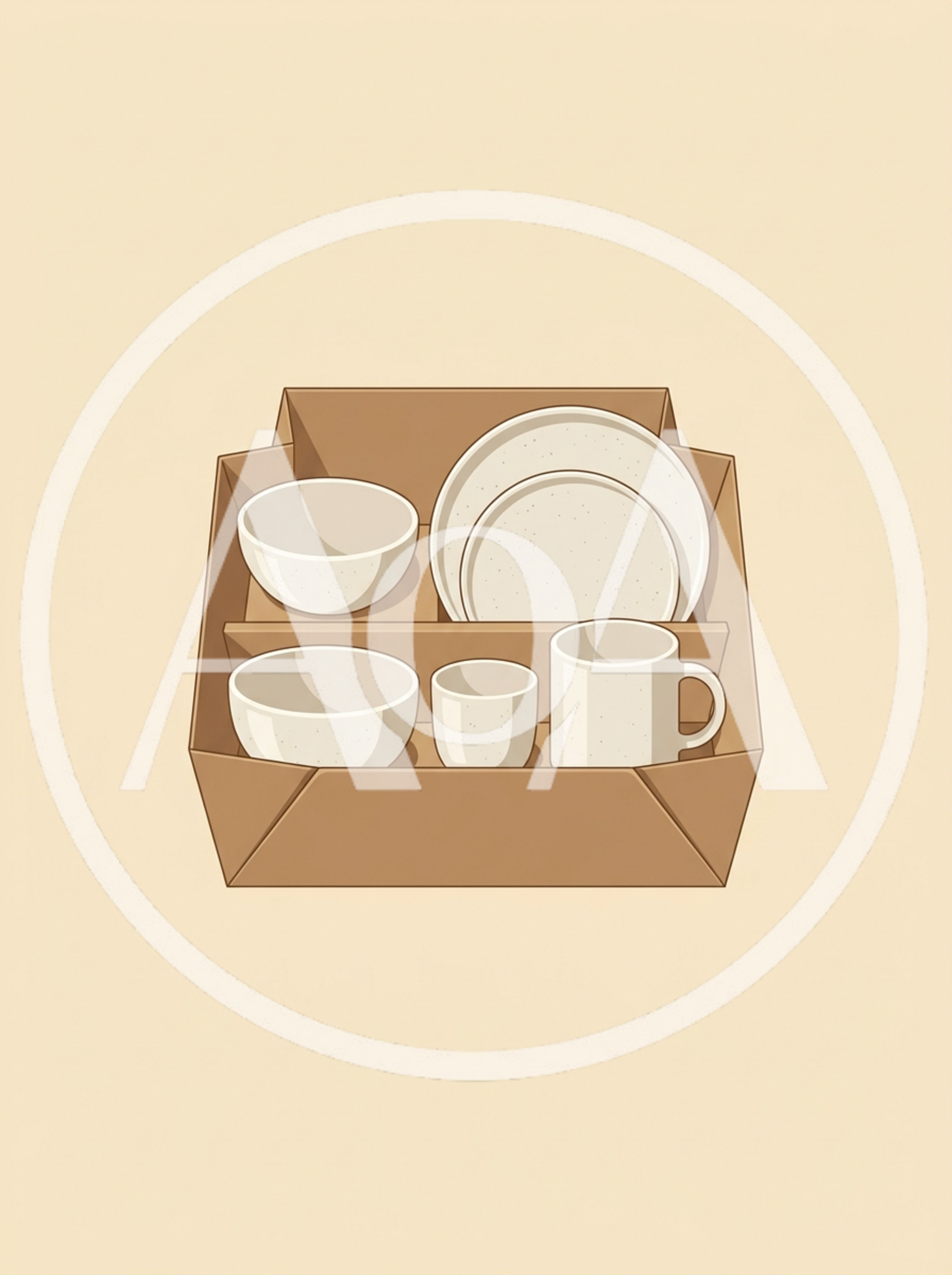 Minimalist Ceramic Dinnerware Set In Cardboard Packaging