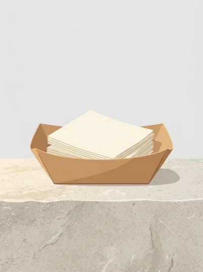 Stack Of Blank Paper In A Cardboard Tray