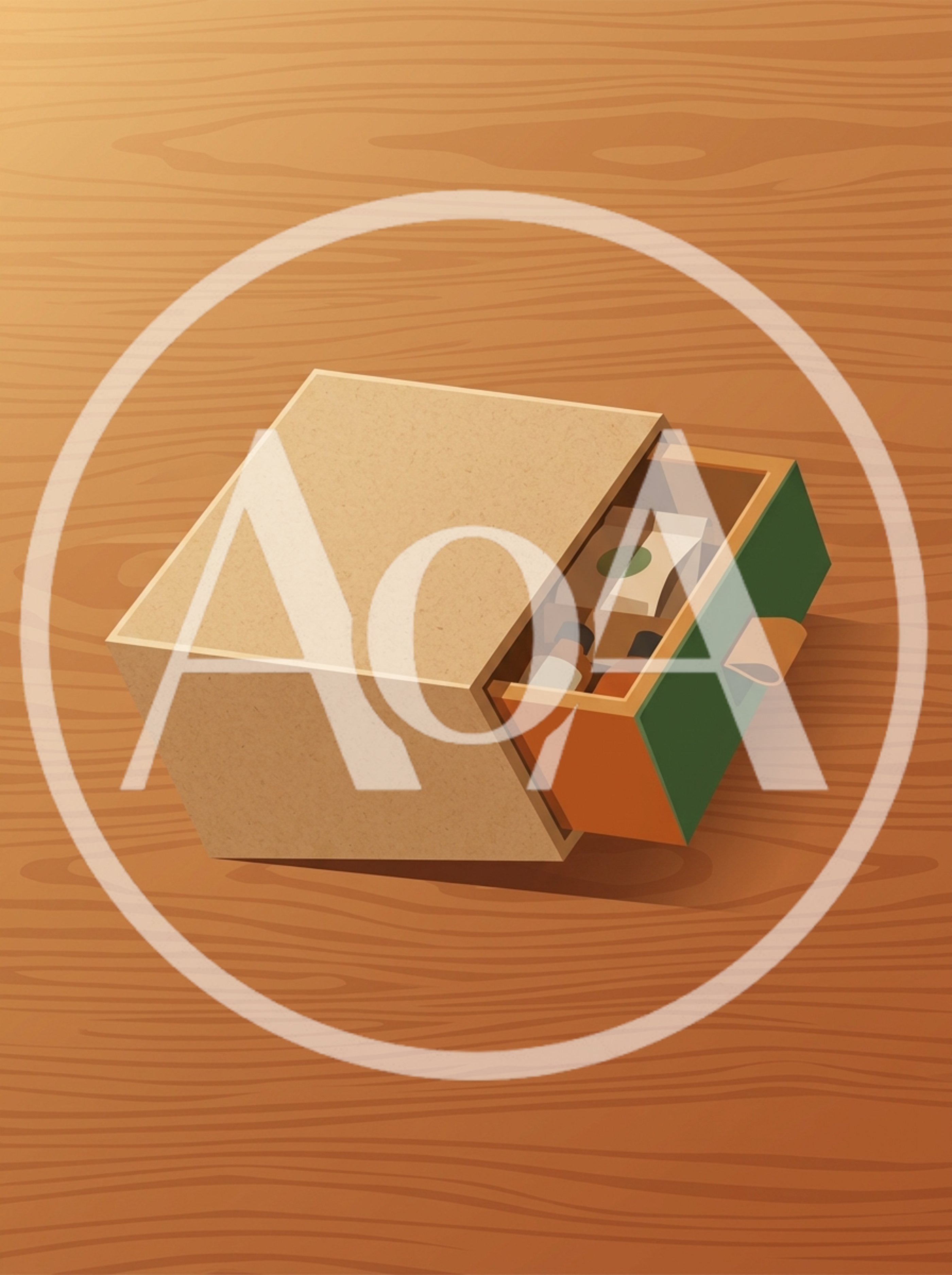 Open Cardboard Drawer Box With Small Bottles And Package