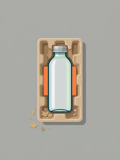Glass Bottle In Molded Pulp Packaging Tray