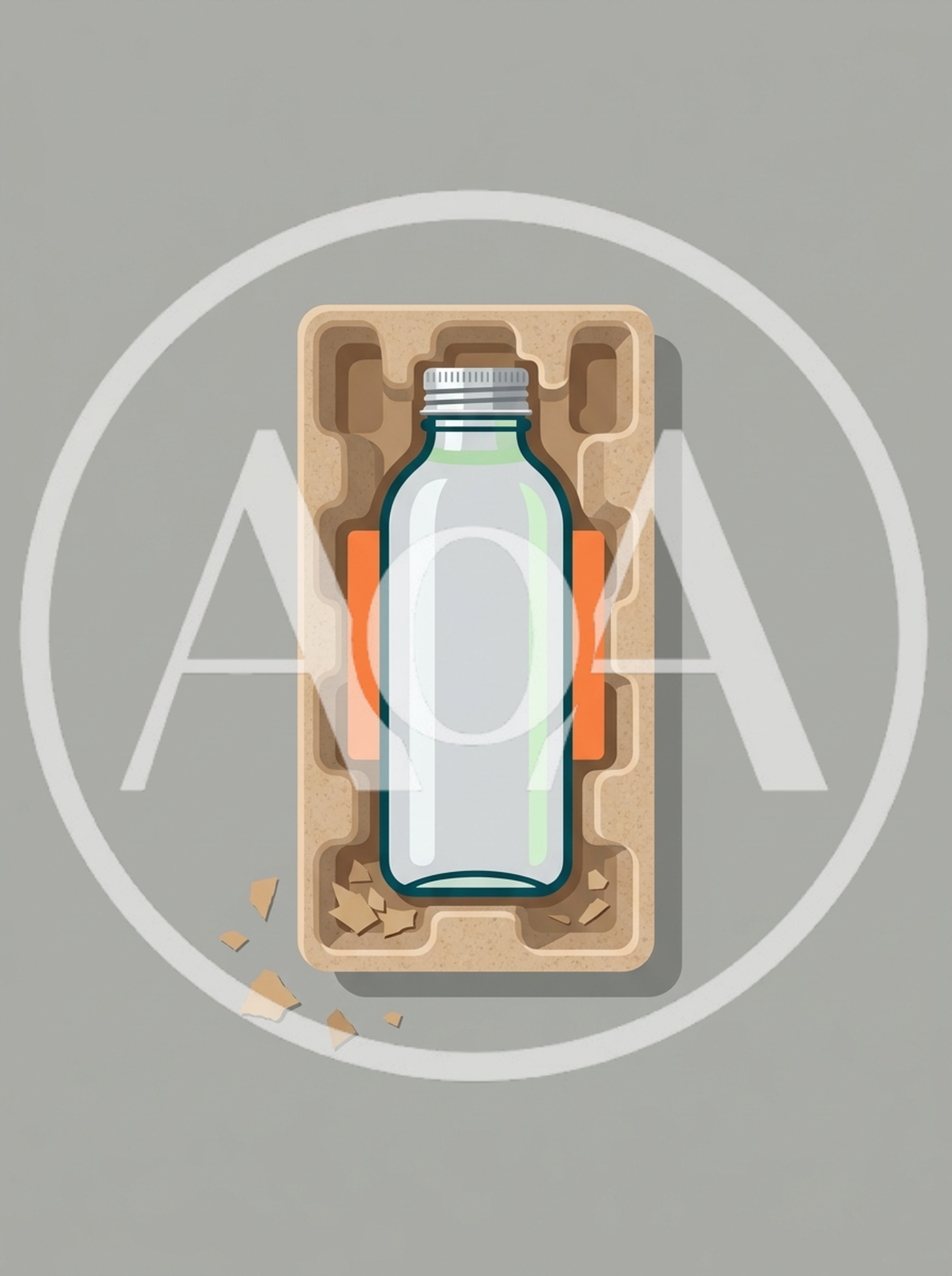 Glass Bottle In Molded Pulp Packaging Tray