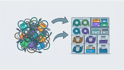 Organizing Tangled Cables Into Labeled Storage Bins
