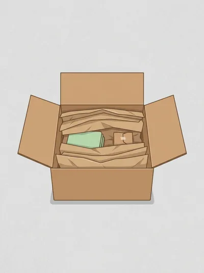 Open Cardboard Shipping Box With Protective Paper Packing