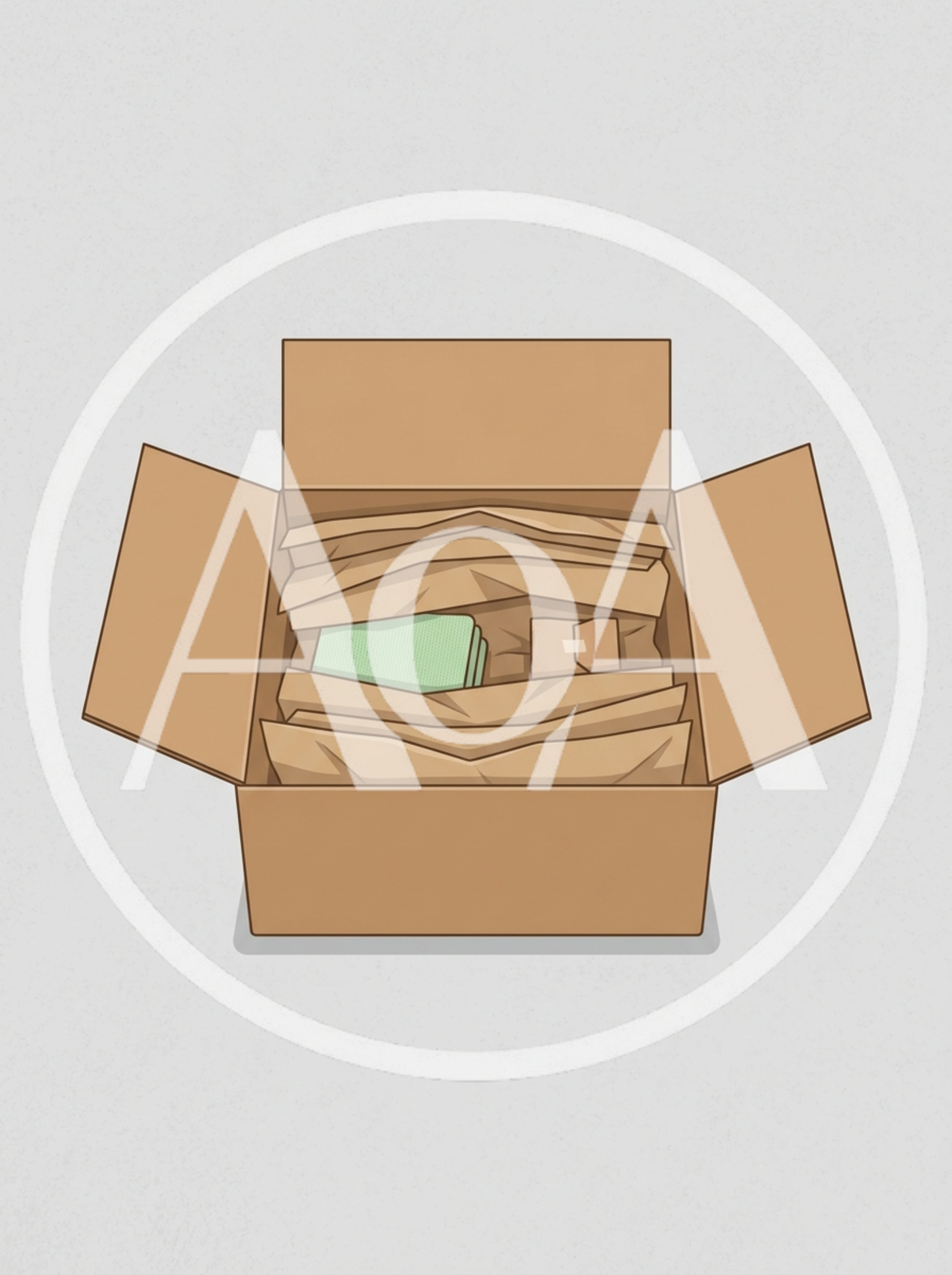 Open Cardboard Shipping Box With Protective Paper Packing