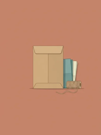 Minimalist Illustration Of An Envelope And Twine