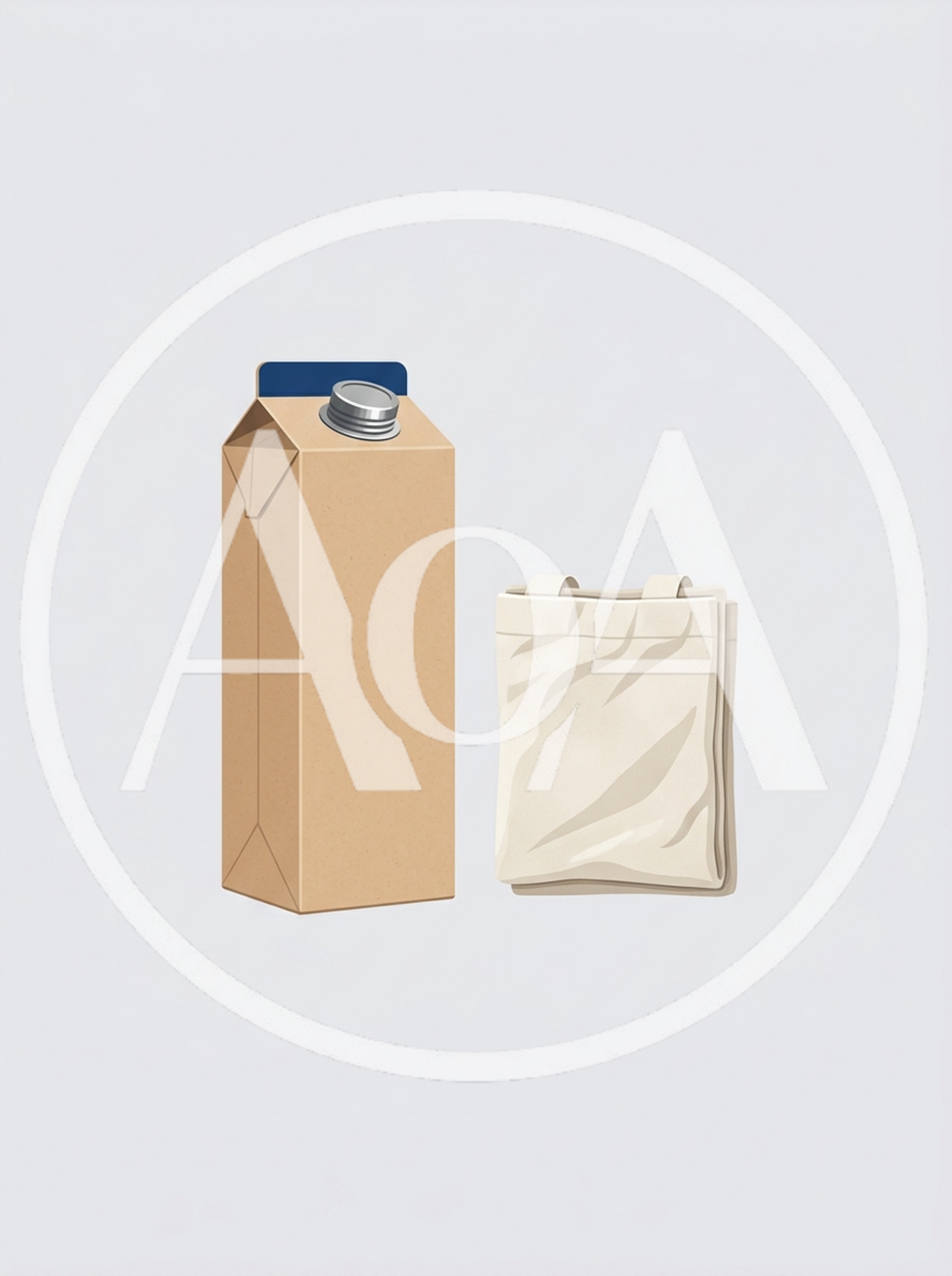 Cardboard Milk Carton And Folded Canvas Tote Bag