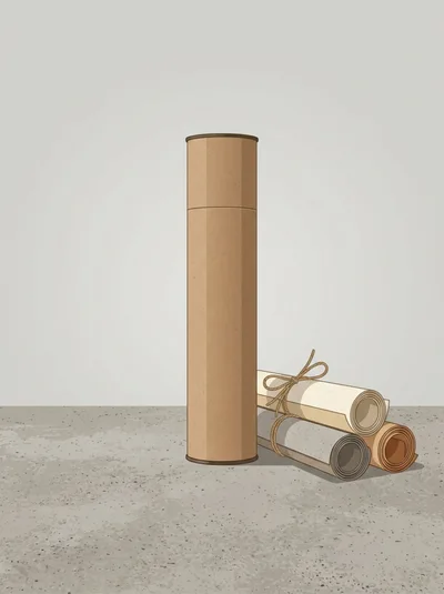 Cardboard Mailing Tube With Rolled Paper Documents