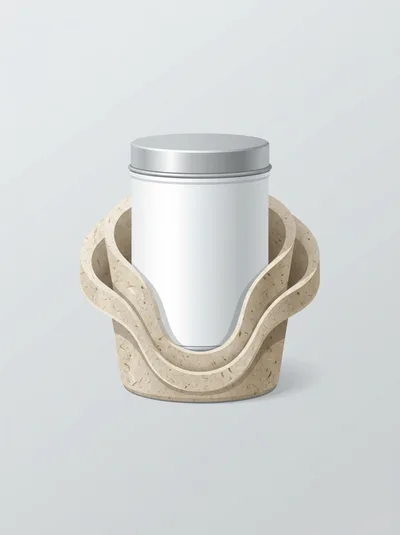 White Cosmetic Jar in Recycled Paper Pulp Holder