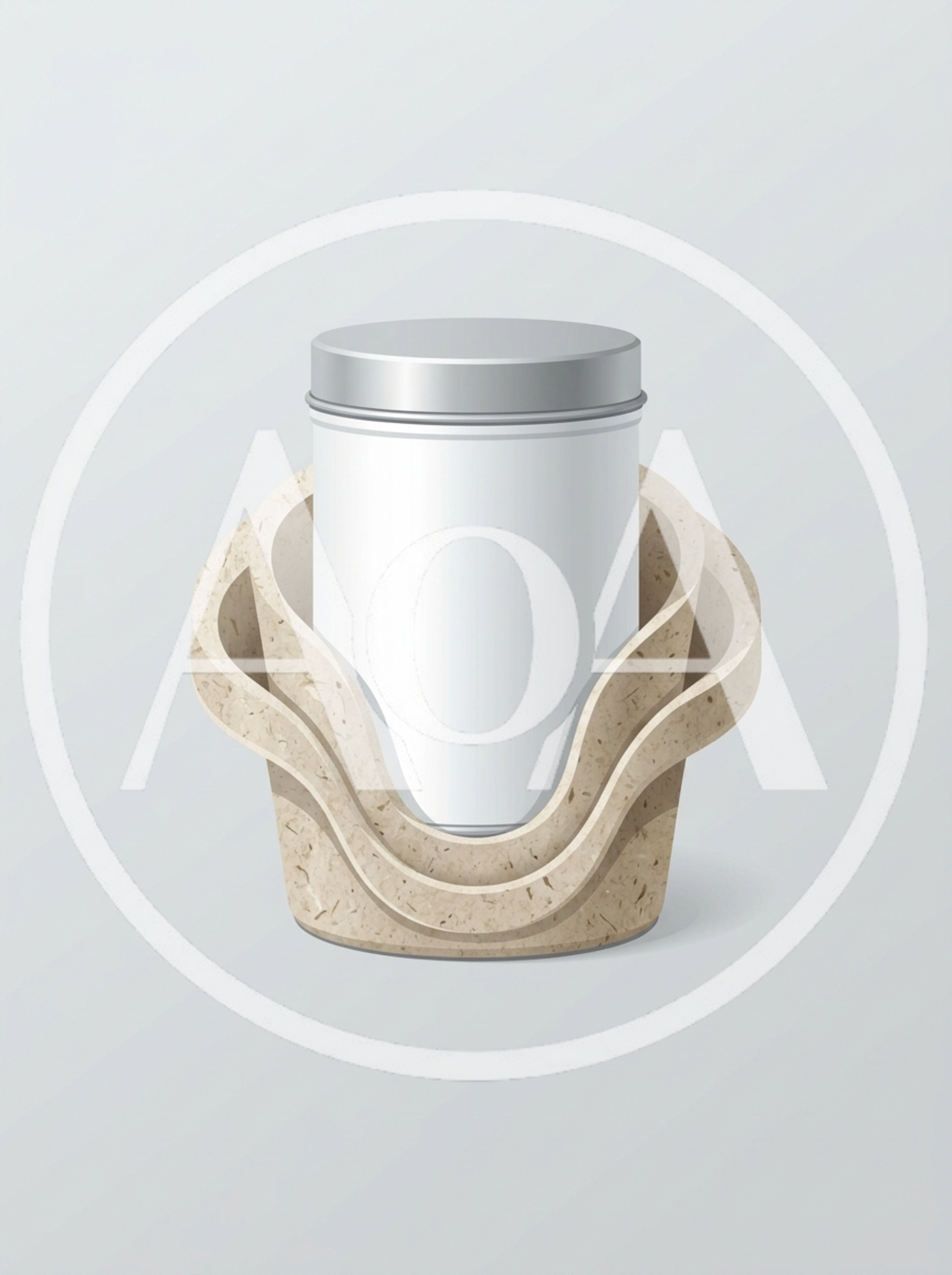 White Cosmetic Jar in Recycled Paper Pulp Holder