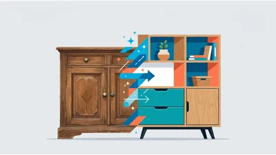 Furniture Transformation From Antique Cabinet To Modern Shelving