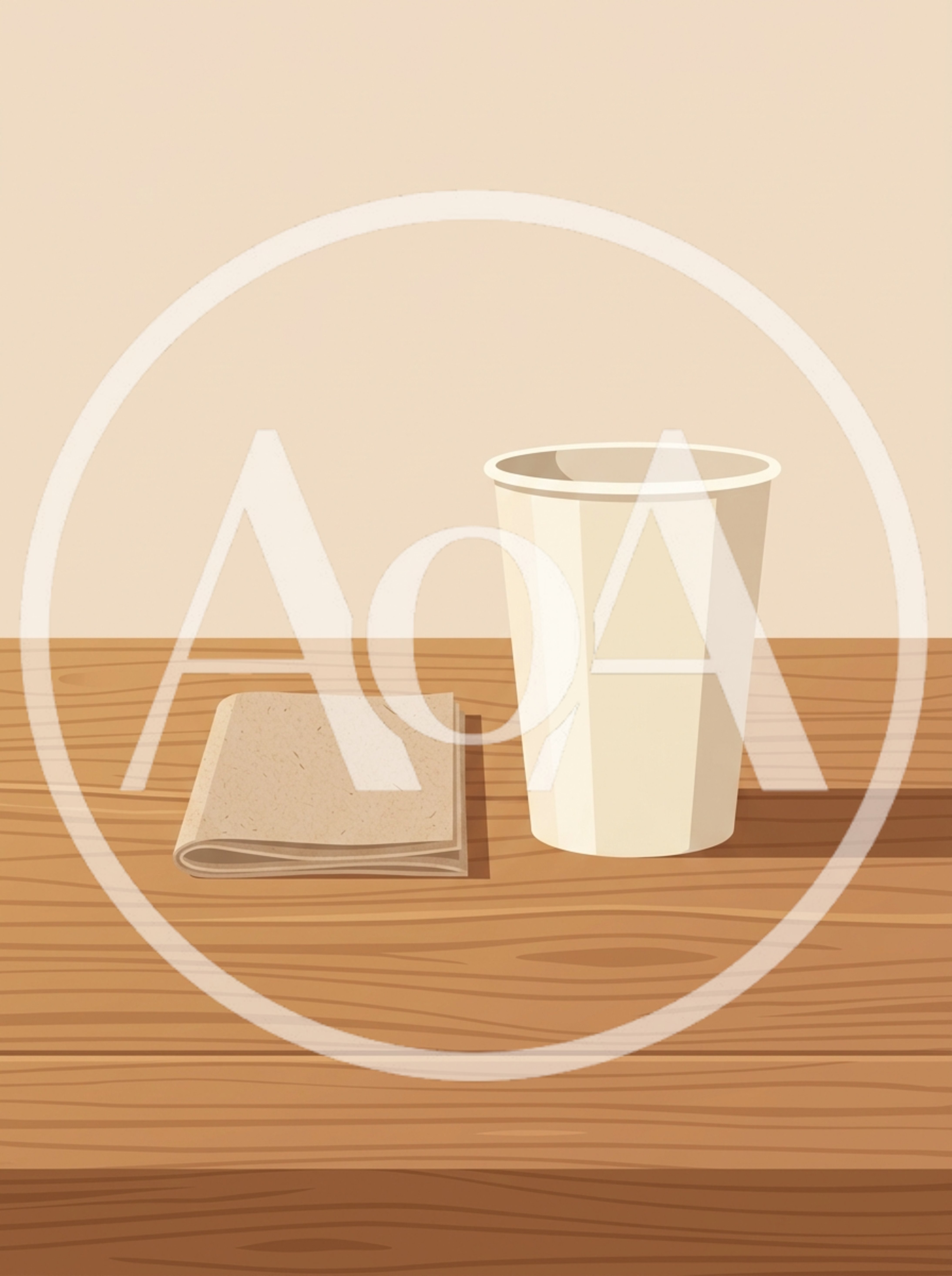Paper Cup And Napkin On Wooden Table