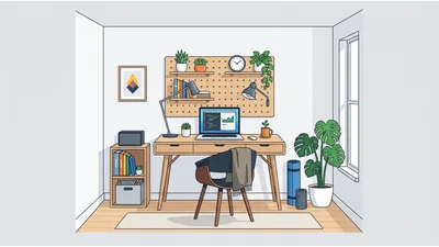 Modern Home Office Workspace With Desk And Computer