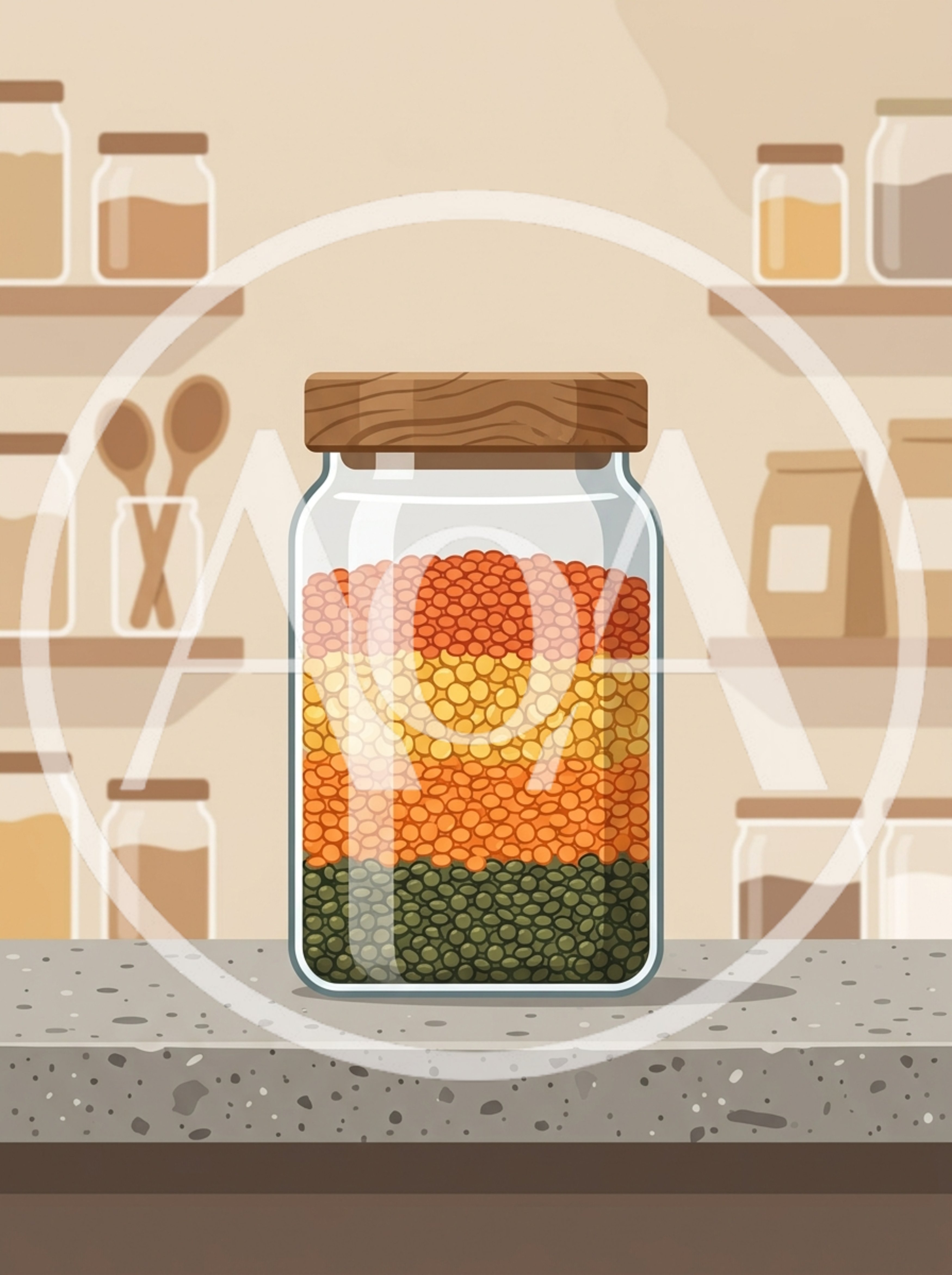 Glass Jar Filled With Layered Colorful Lentils