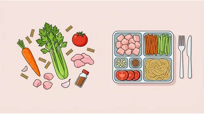 Healthy Meal Prep Ingredients And Prepared Bento Box