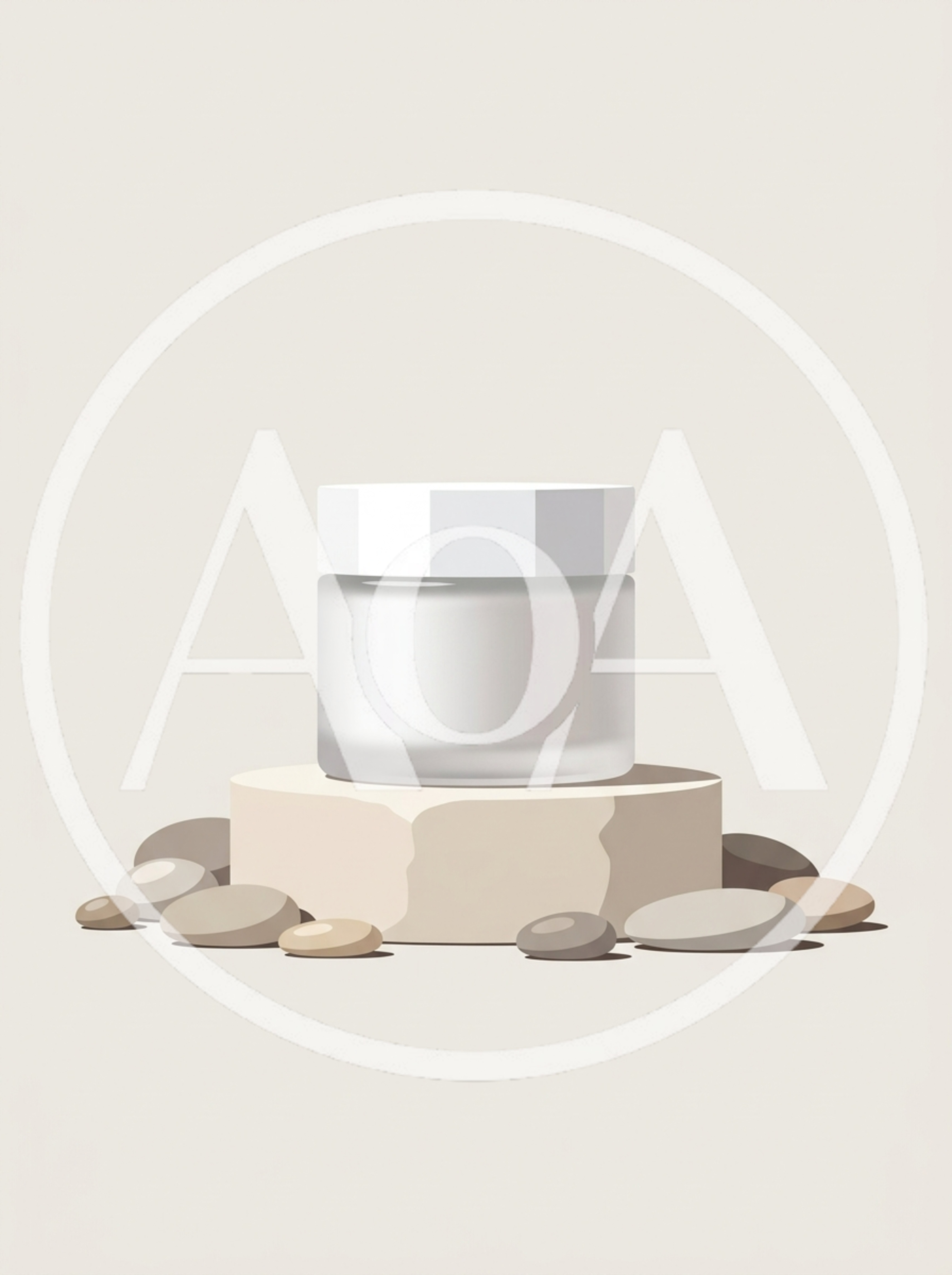 Cosmetic Cream Jar On Stone Pedestal