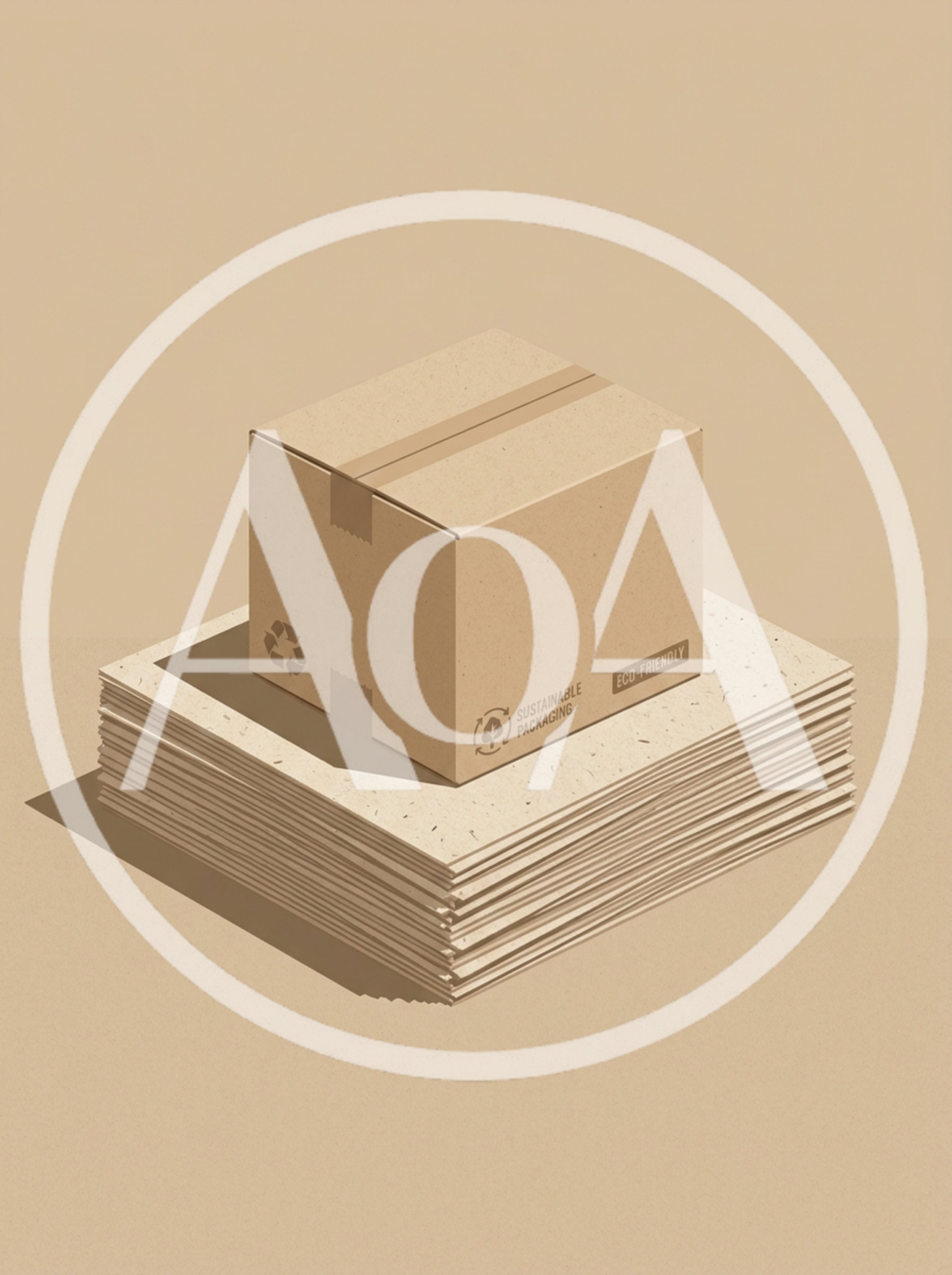 Cardboard Box On Stack Of Recycled Paper Sheets