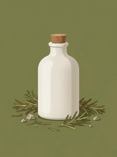 Ceramic Bottle With Rosemary Sprigs And Stones