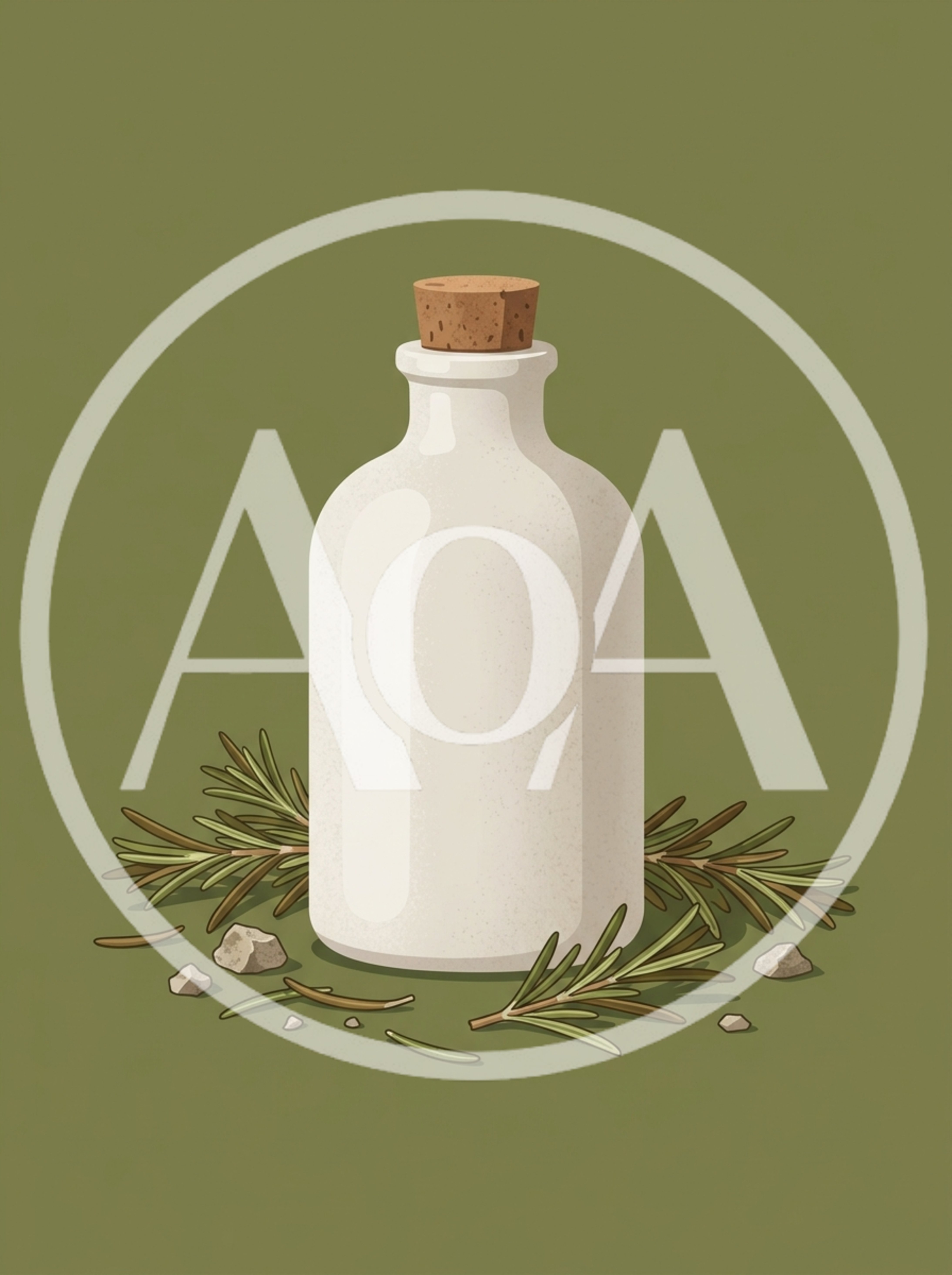 Ceramic Bottle With Rosemary Sprigs And Stones