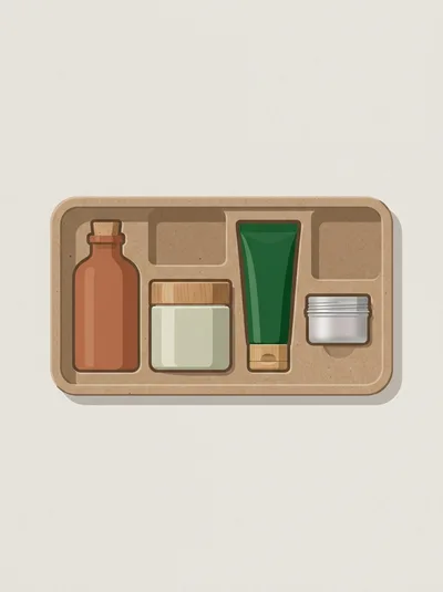 Eco Friendly Skincare Product Set In Molded Pulp Tray
