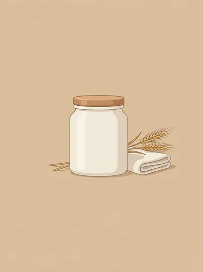 Minimalist Illustration Of A Glass Jar With Wheat Stalks