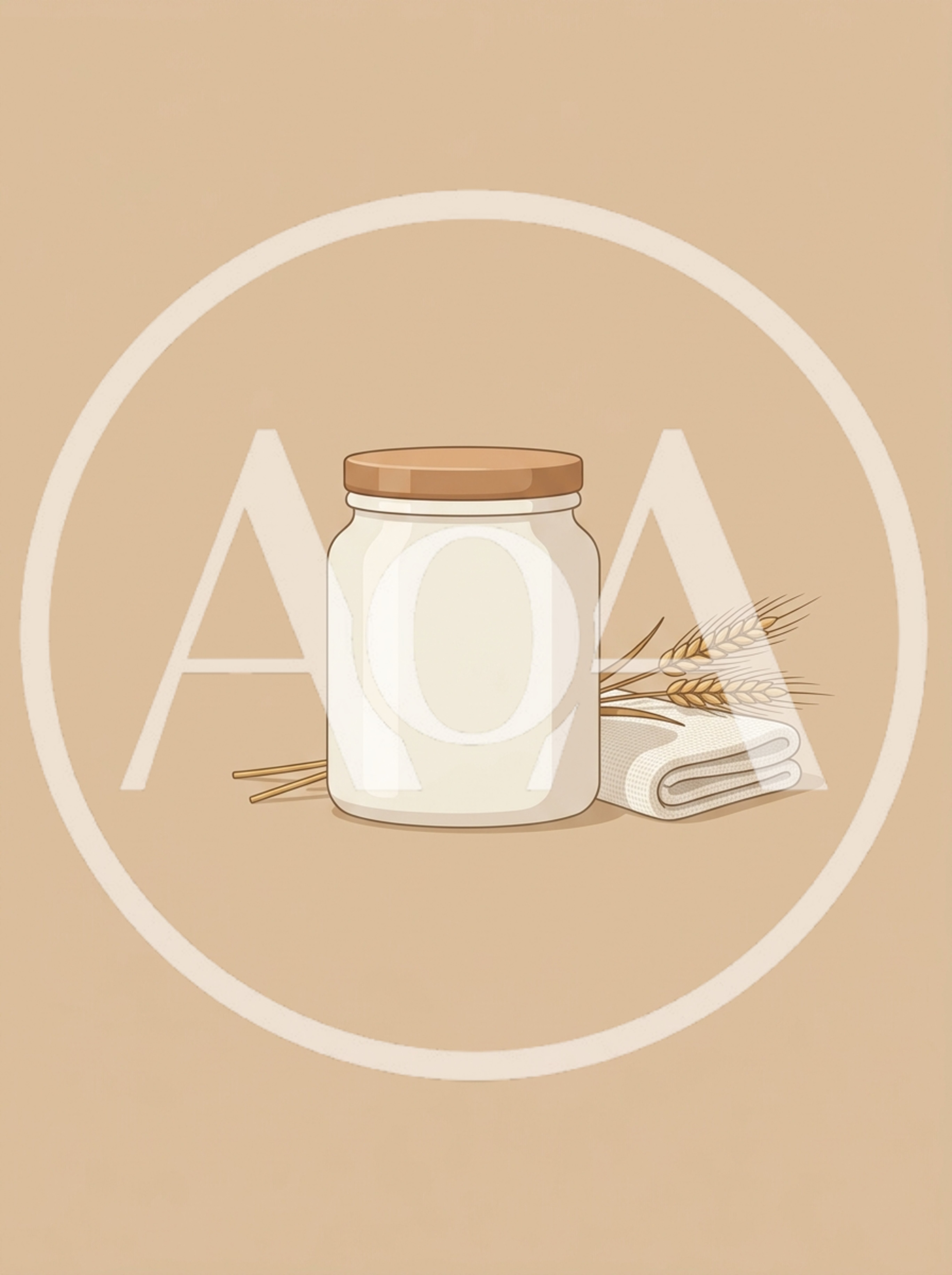 Minimalist Illustration Of A Glass Jar With Wheat Stalks