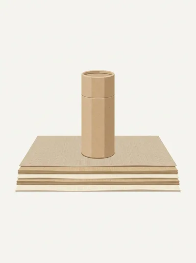 Cardboard Tube Standing On Stack Of Paper Sheets