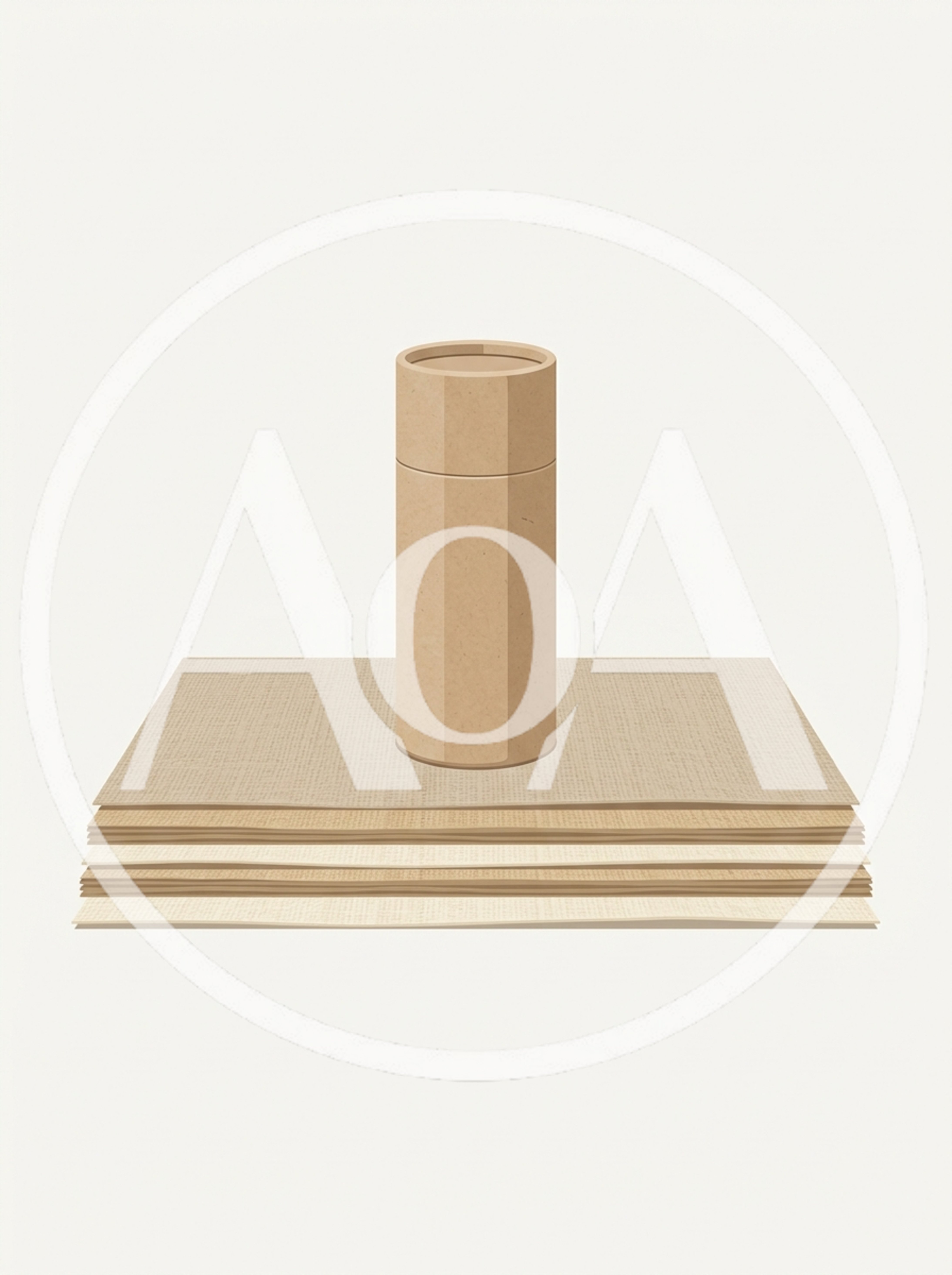 Cardboard Tube Standing On Stack Of Paper Sheets