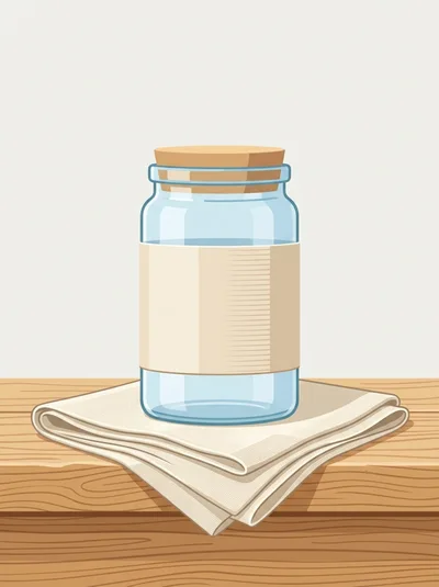 Empty Glass Jar With Cork Lid On A Cloth