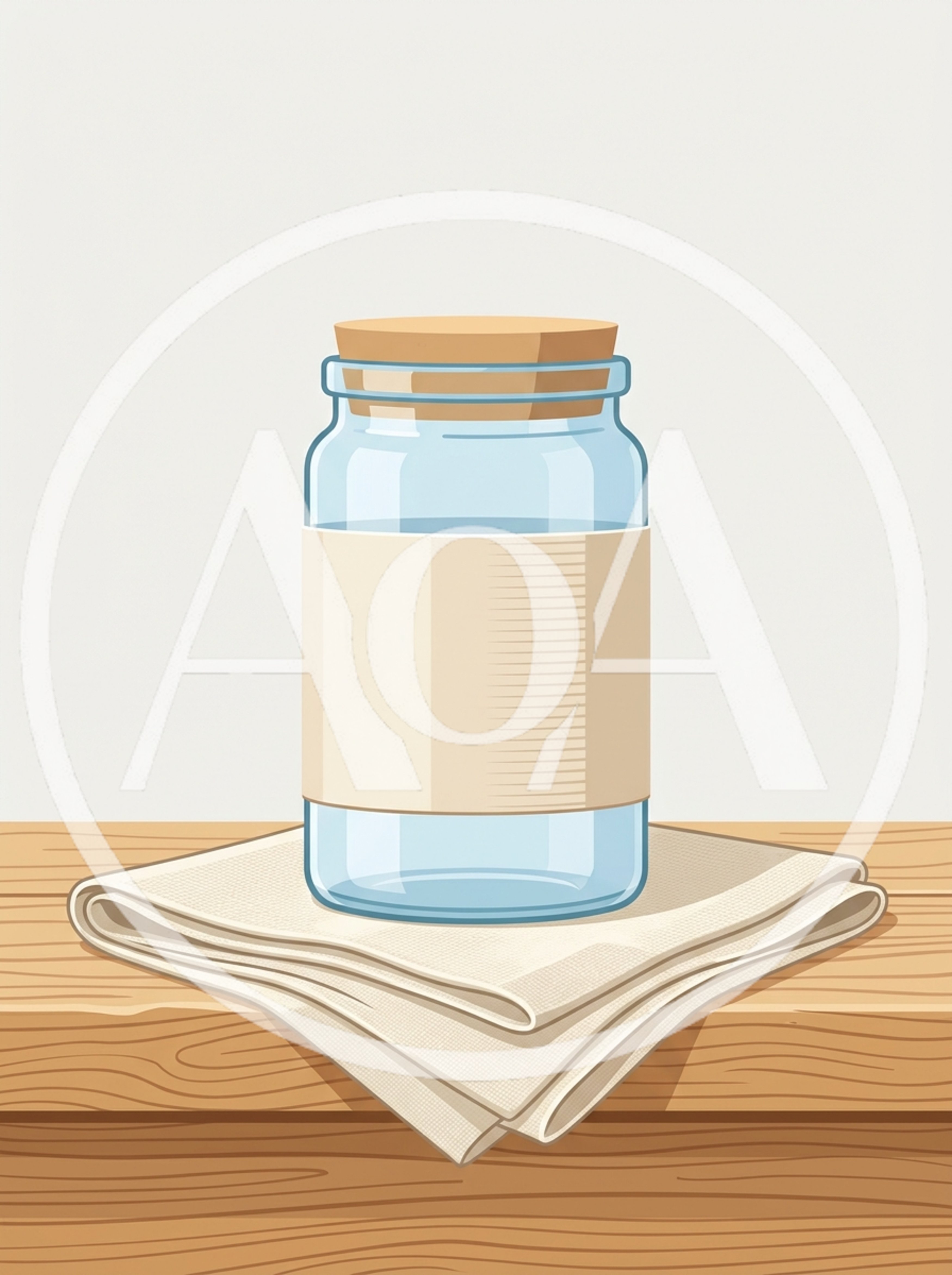 Empty Glass Jar With Cork Lid On A Cloth
