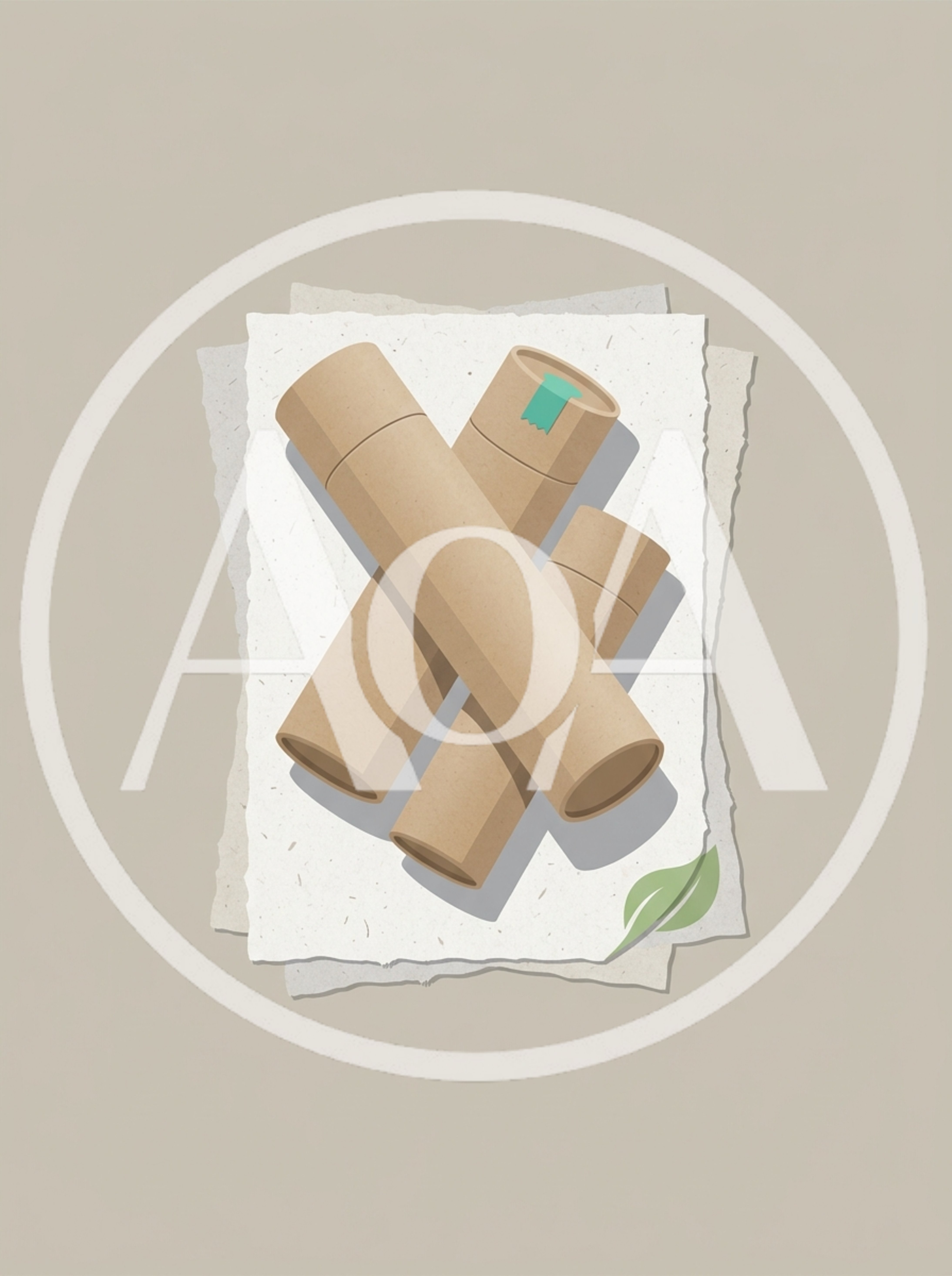 Three Cardboard Mailing Tubes On Textured Paper