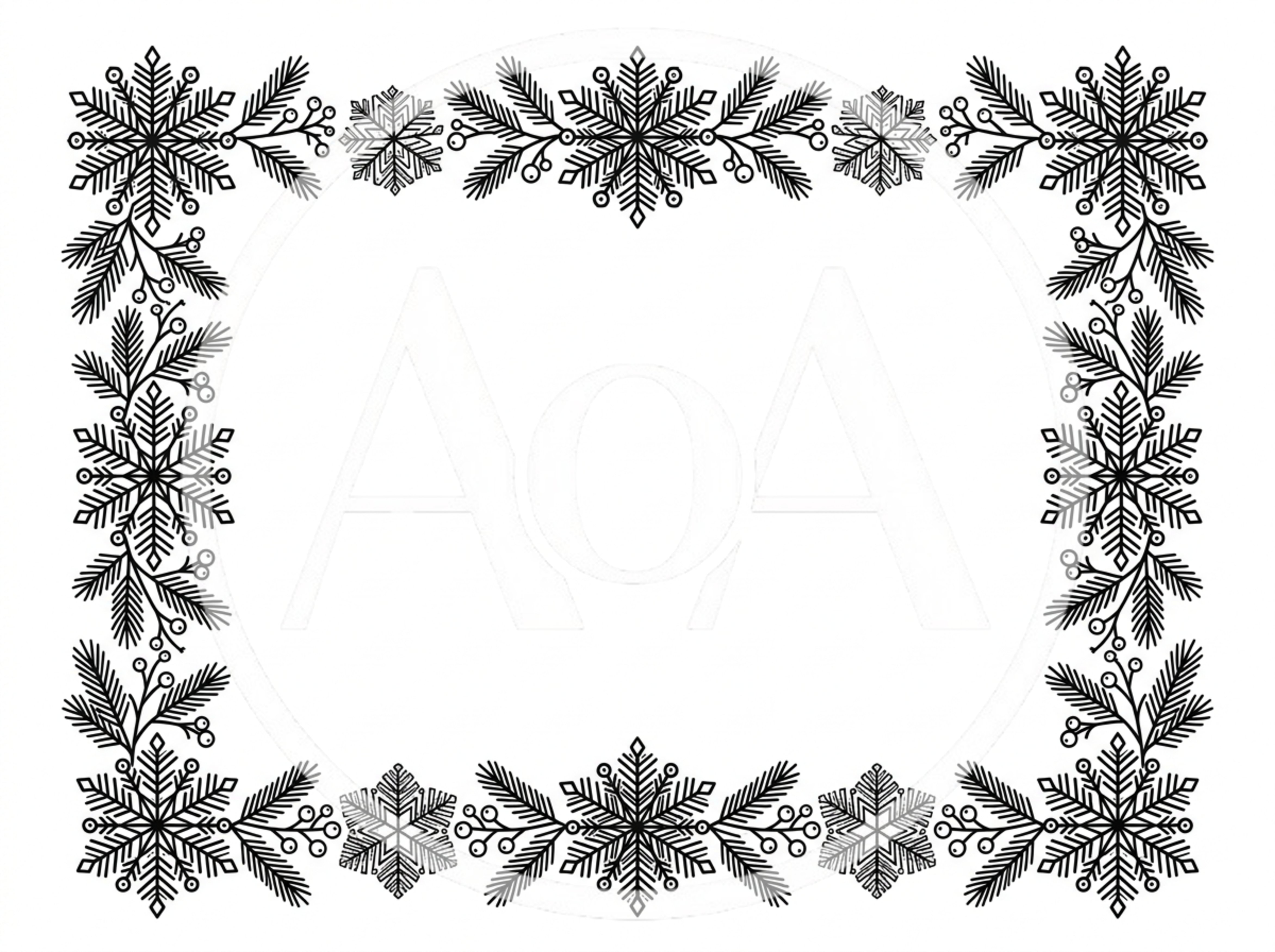 Decorative Christmas Border With Snowflakes And Pine Branches
