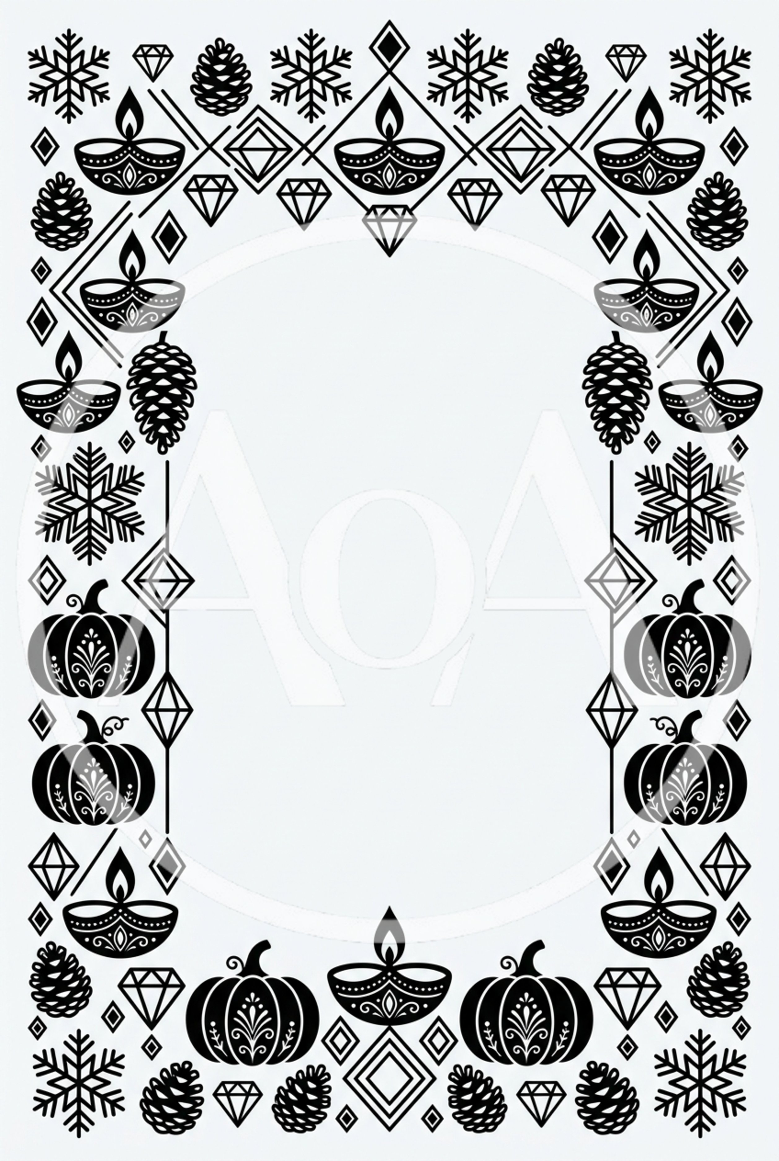 Decorative Border Frame With Seasonal Icons