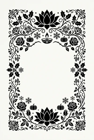 Decorative Floral Frame With Seasonal Symbols