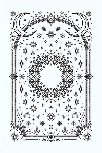 Celestial Wreath Frame With Stars And Decorative Elements