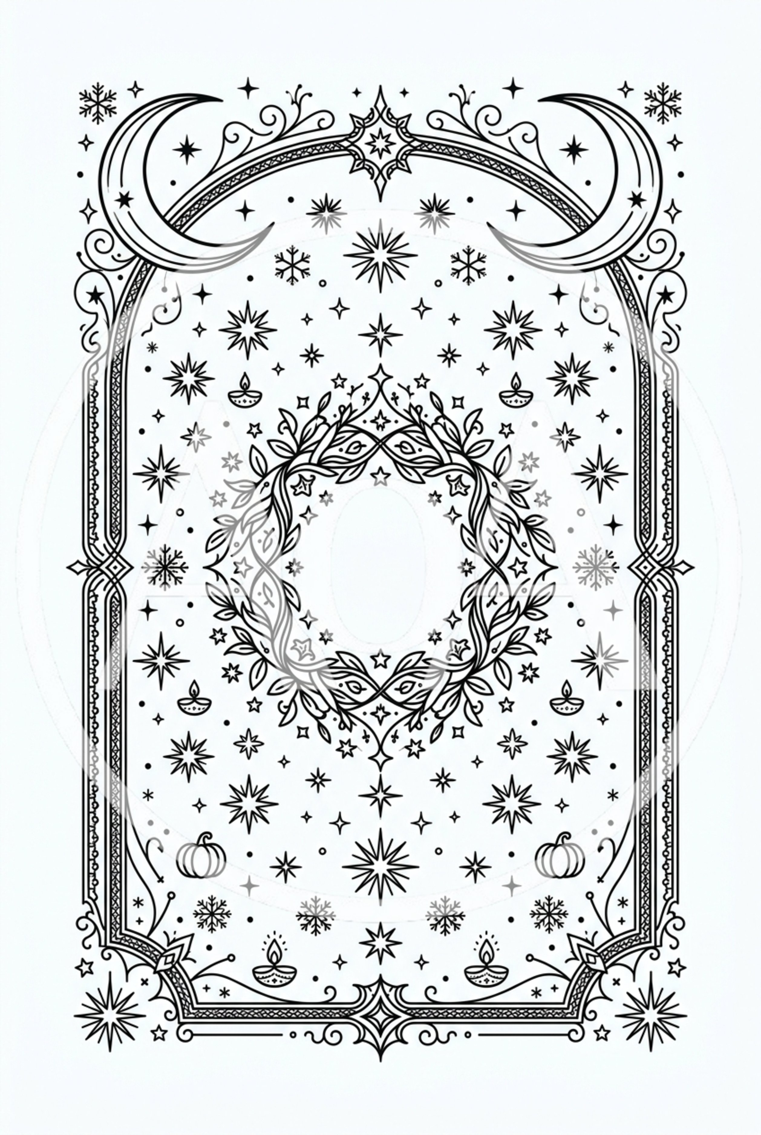 Celestial Wreath Frame With Stars And Decorative Elements