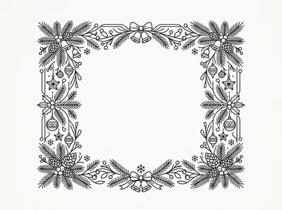 Christmas Decorative Border Frame With Festive Elements
