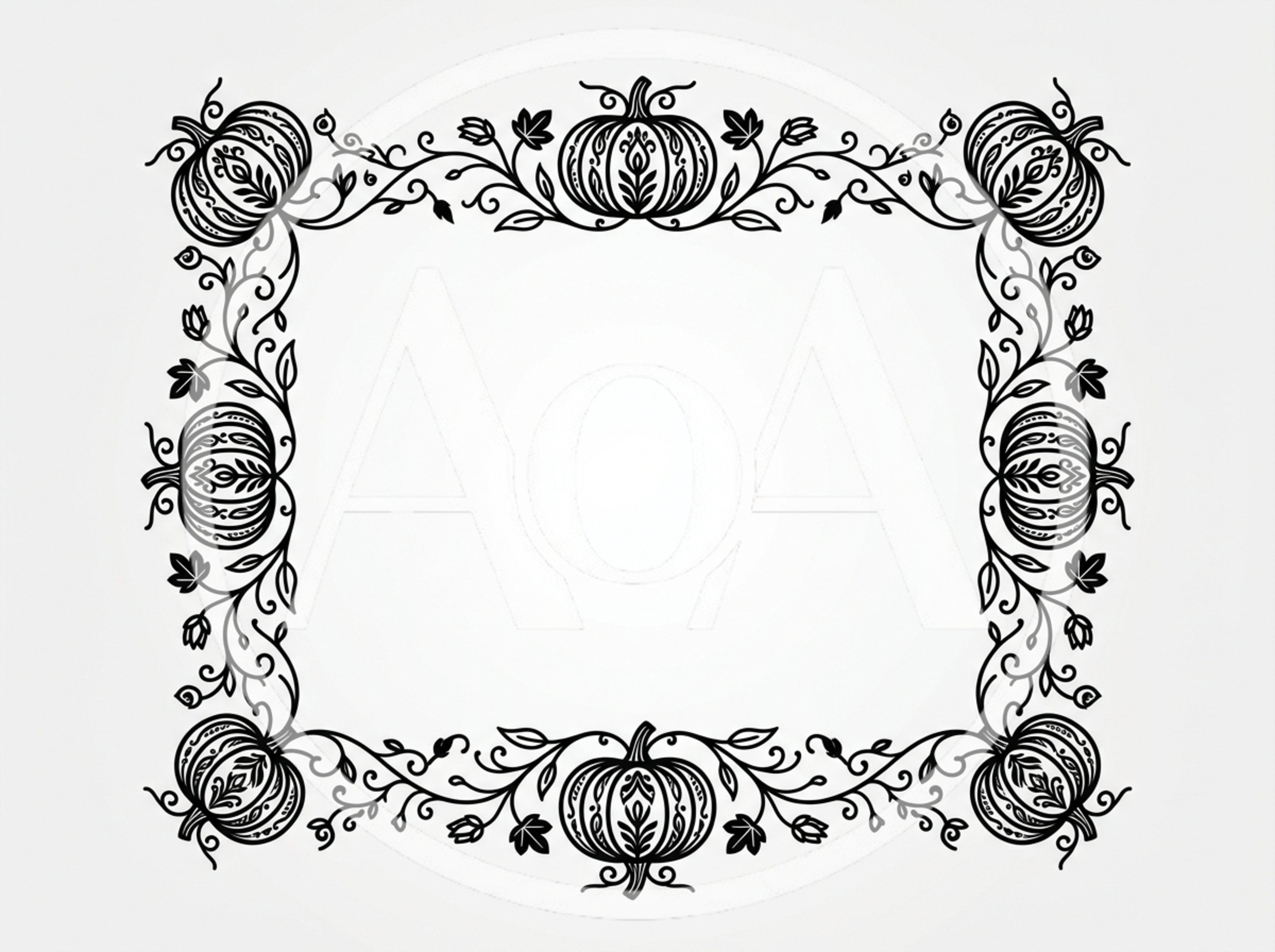 Decorative Pumpkin Border Frame Illustration