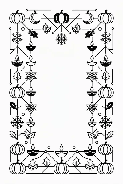 Minimalist Seasonal Holiday Decorative Border Frame Illustration
