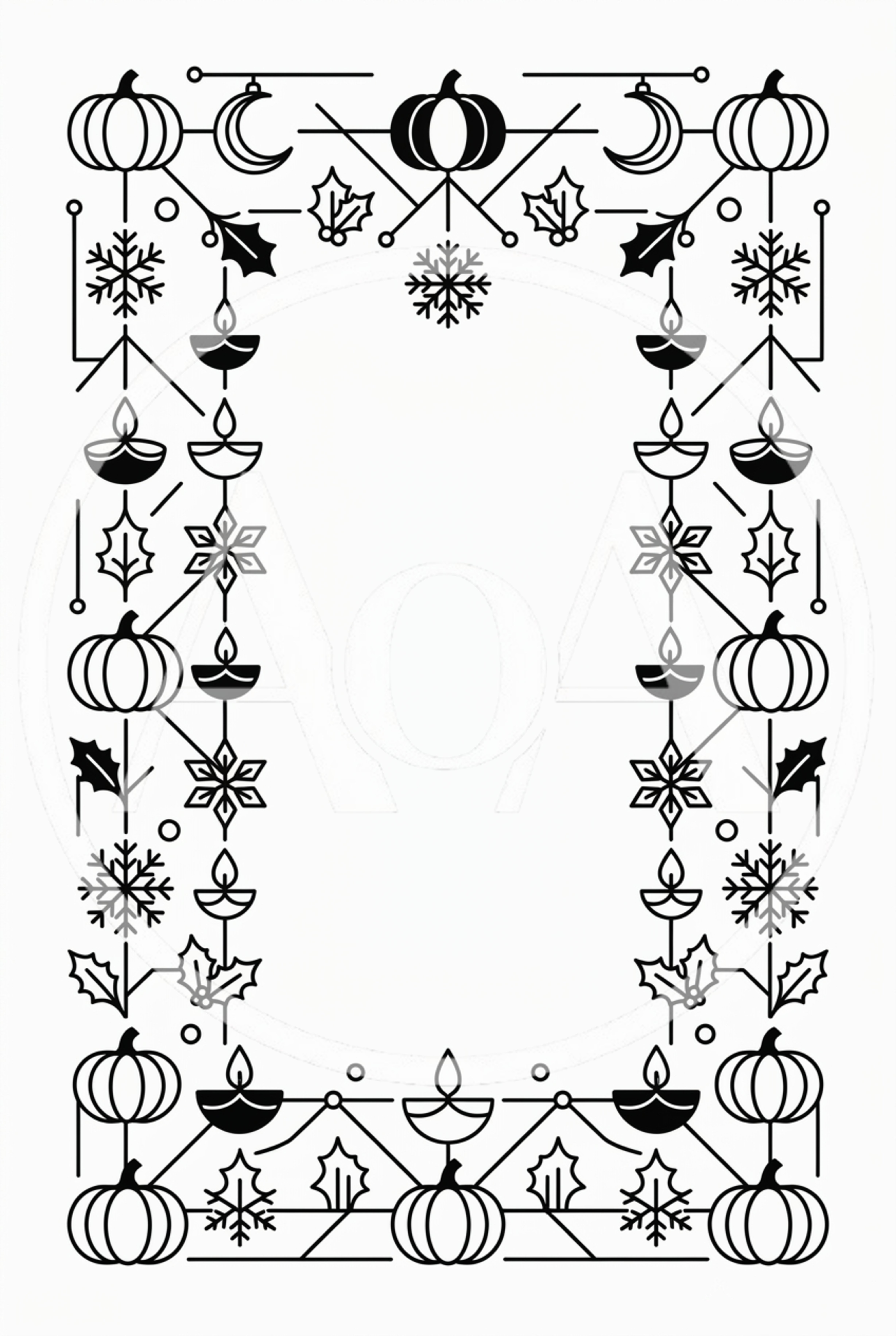 Minimalist Seasonal Holiday Decorative Border Frame Illustration