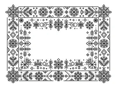 Minimalist Winter Snowflake Border Frame Illustration