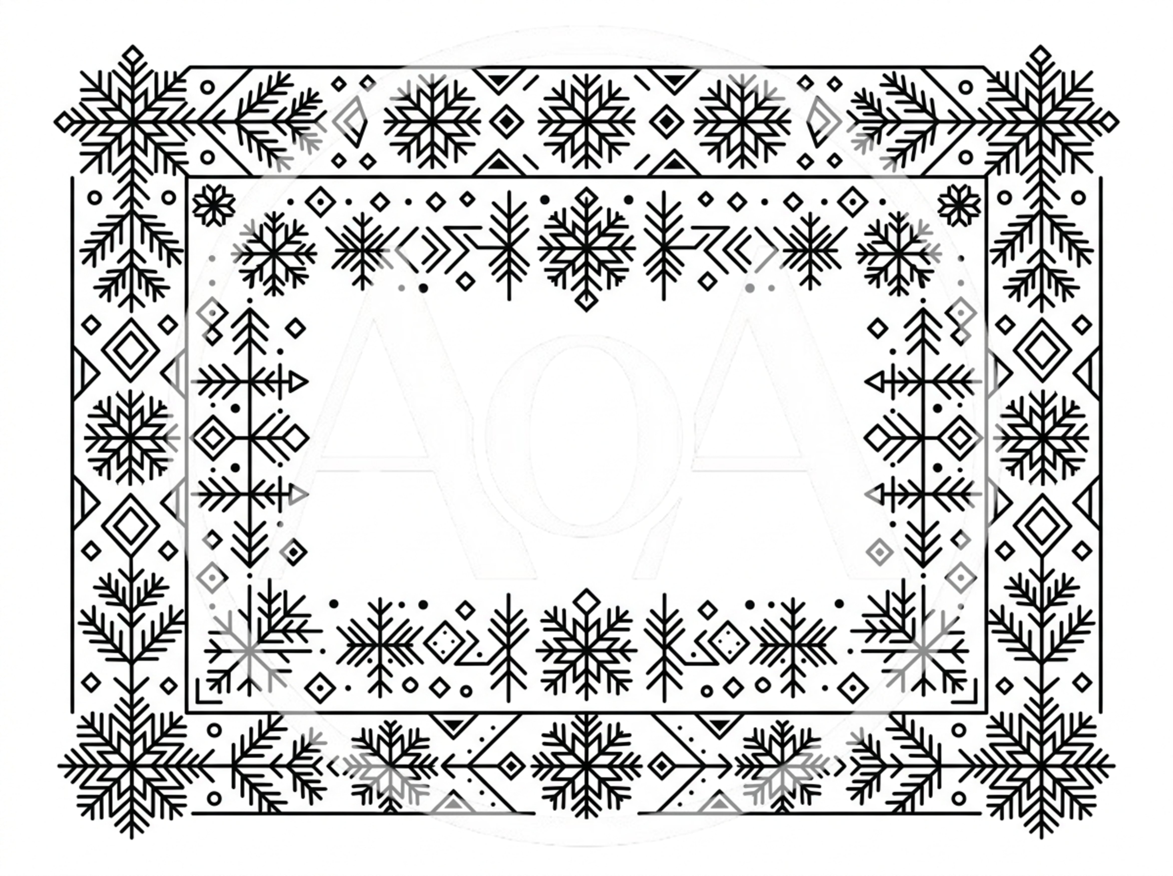 Minimalist Winter Snowflake Border Frame Illustration