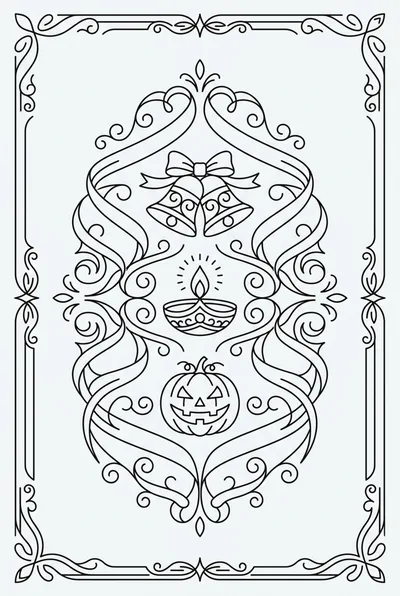 Festive Holiday Line Art Coloring Page Design