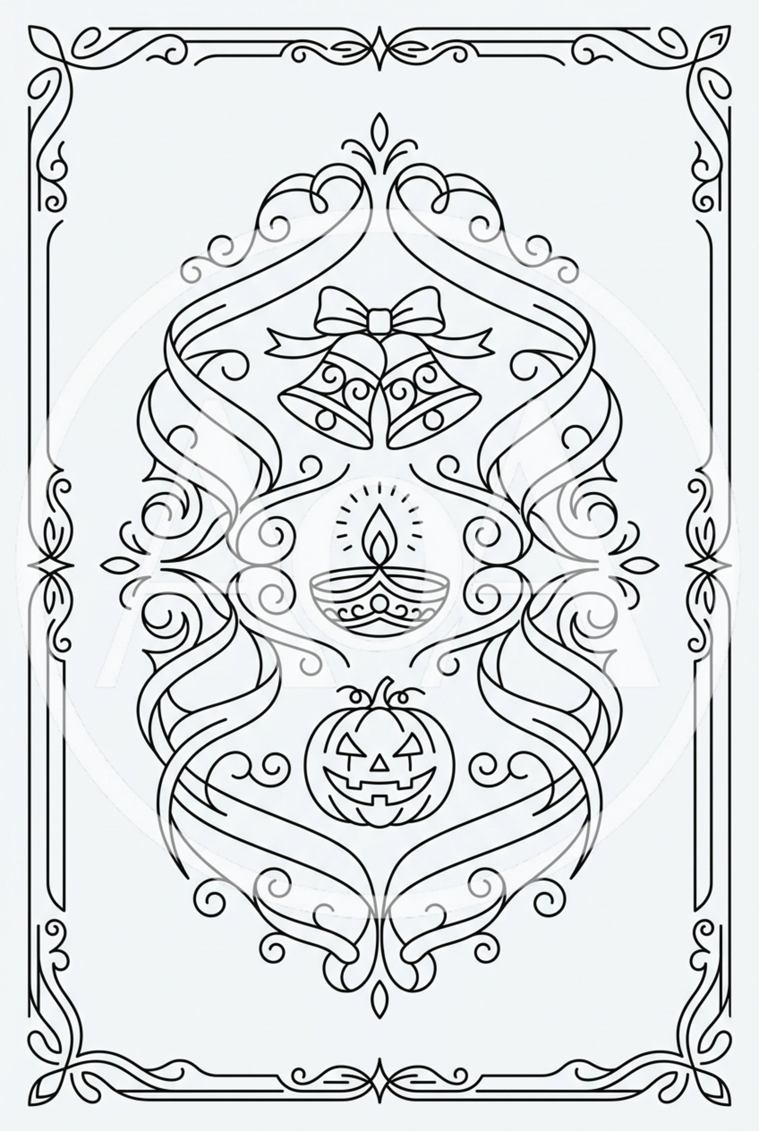 Festive Holiday Line Art Coloring Page Design