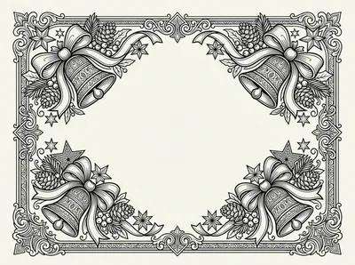 Vintage Christmas Bell Border Illustration
