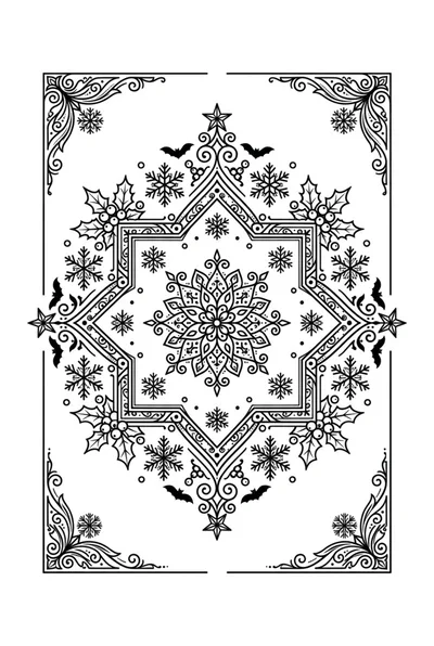 Black and White Holiday Mandala Coloring Page