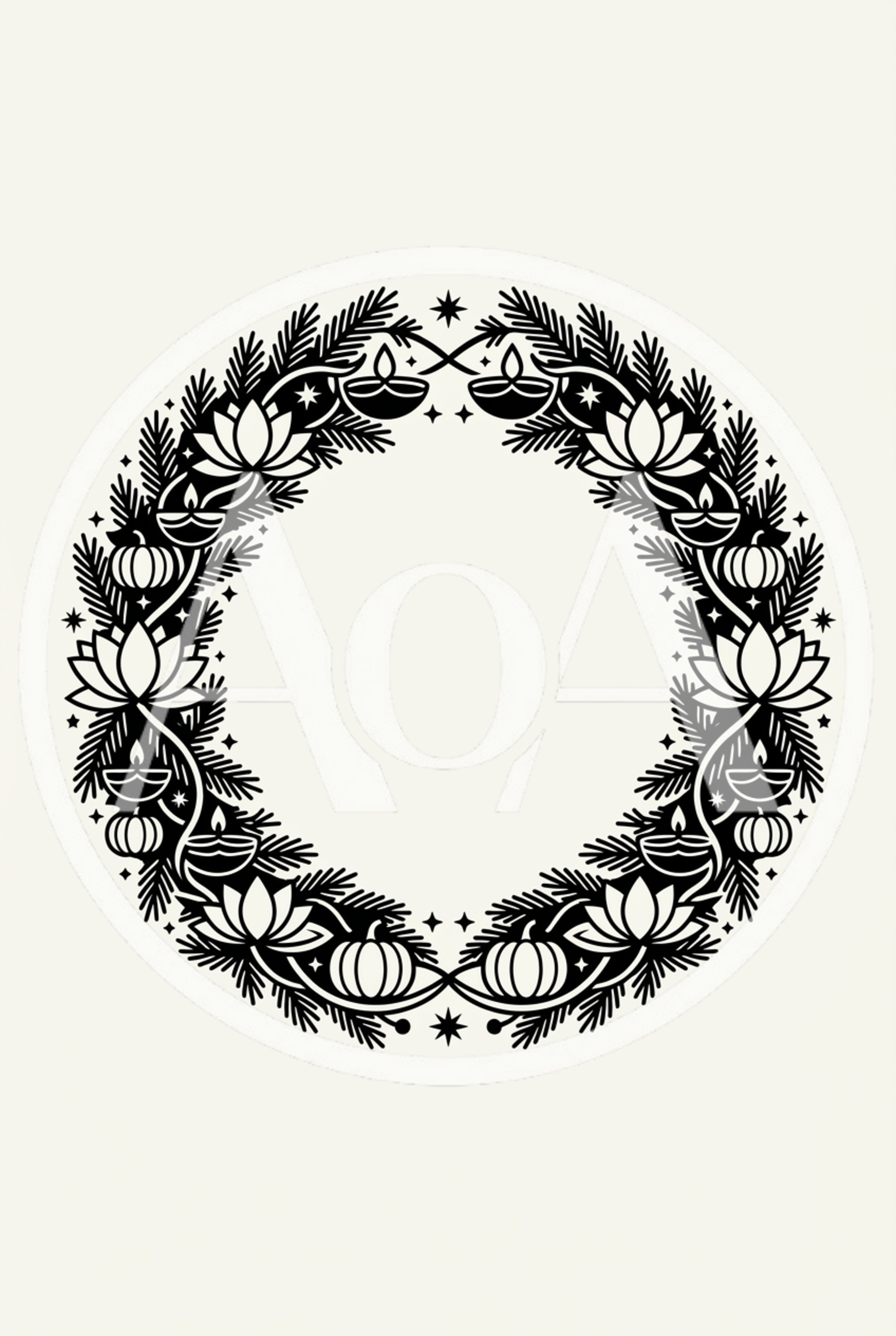 Decorative Diwali Wreath With Lotus And Diya Lamps
