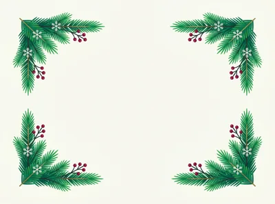 Christmas Pine Branch Corner Frame Illustration