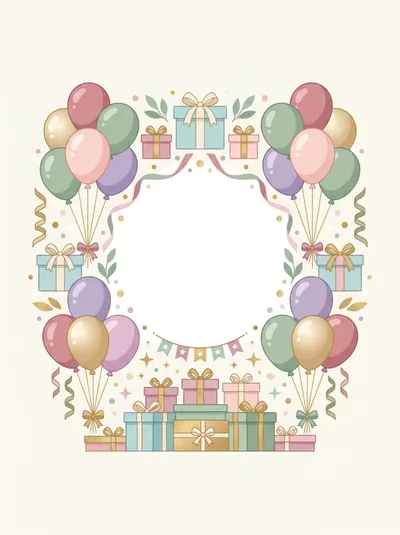 Birthday Celebration Frame With Balloons And Gift Boxes