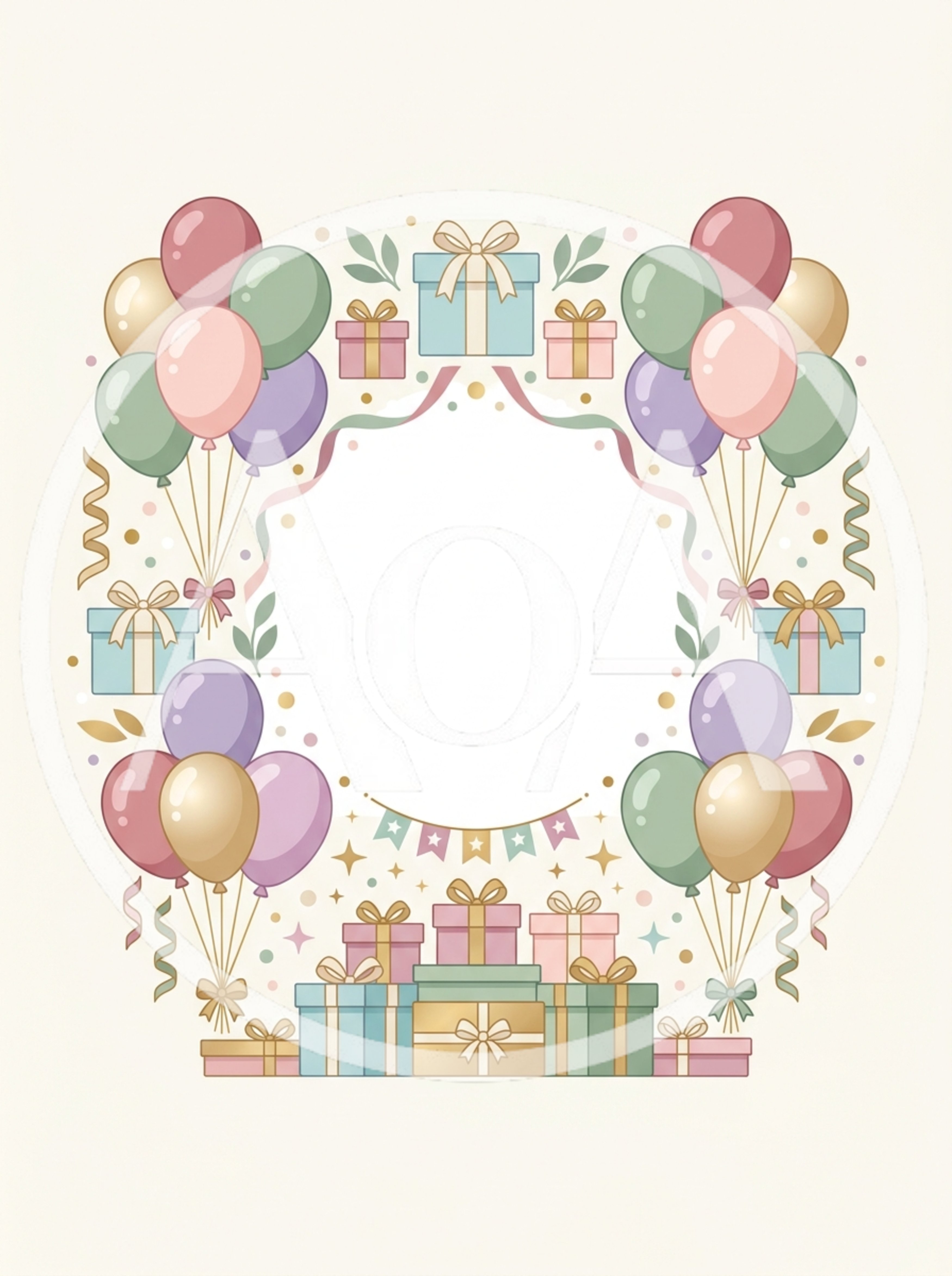 Birthday Celebration Frame With Balloons And Gift Boxes